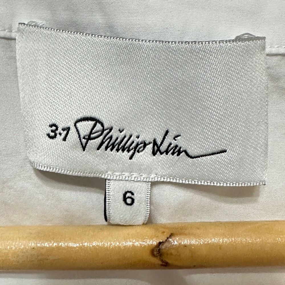 3.1 Phillip Lim Pearl Double Cuff Blouse Womens 6 White Cotton Poplin Luxury - Picture 4 of 7